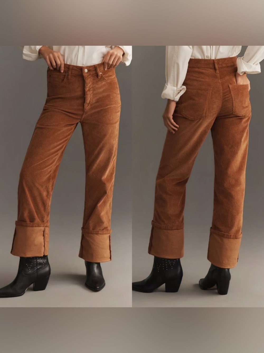 Anthropologie Pilcro Straight-Leg Corduroy Jeans in Burnt Orange